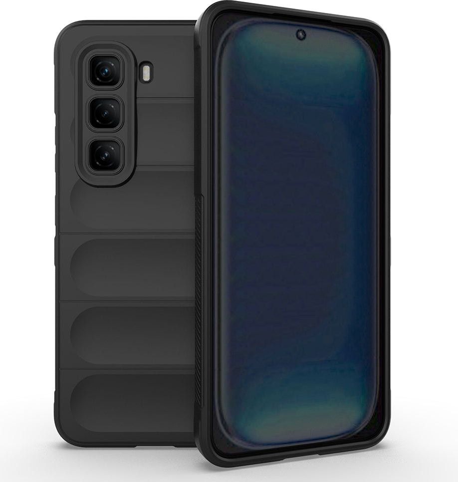 Infinix Hot 50 4g Kılıf Esnek Tpu Oyuklu Arka Yüzey Tasarımlı Mnc Etnik Silikon Kapak - Siyah