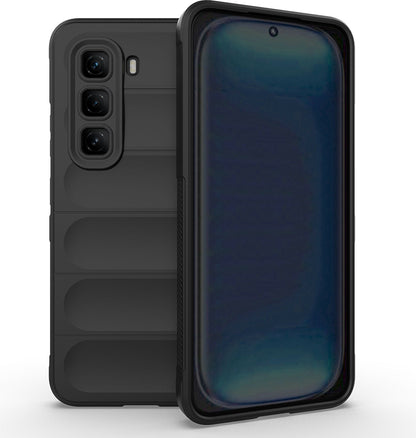 Infinix Hot 50 4g Kılıf Esnek Tpu Oyuklu Arka Yüzey Tasarımlı Mnc Etnik Silikon Kapak - Siyah