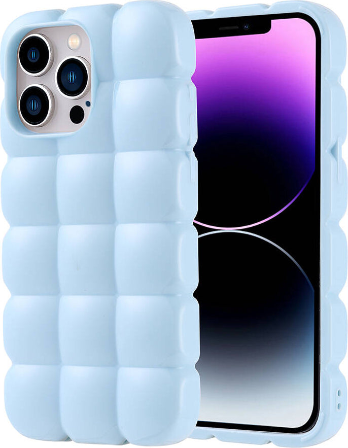 Apple iPhone 14 Pro Max Kılıf Parlak Esnek Silikon Mnc Dom Dom Kapak-Mavi