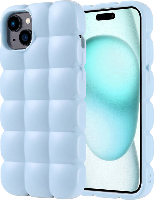 Apple iPhone 15 Plus Kılıf Parlak Esnek Silikon Mnc Dom Dom Kapak-Mavi