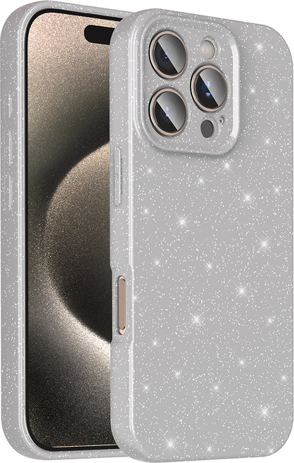 iPhone 16 Pro Kılıf Kamera Korumalı Simli Lüks Mnc Koton Kapak - Gümüş