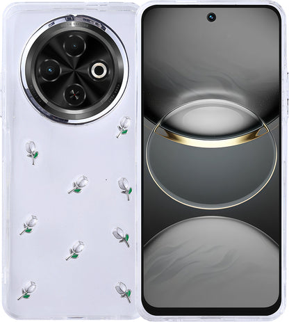 Tecno Spark 30C Kılıf Airbag Tasarımlı Simli Şeffaf Mnc Kutup Kapak - Kiraz