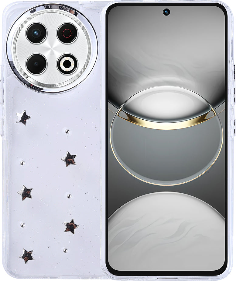 Tecno Spark 30 Pro Kılıf Airbag Tasarımlı Simli Şeffaf Mnc Kutup Kapak - Fiyonk