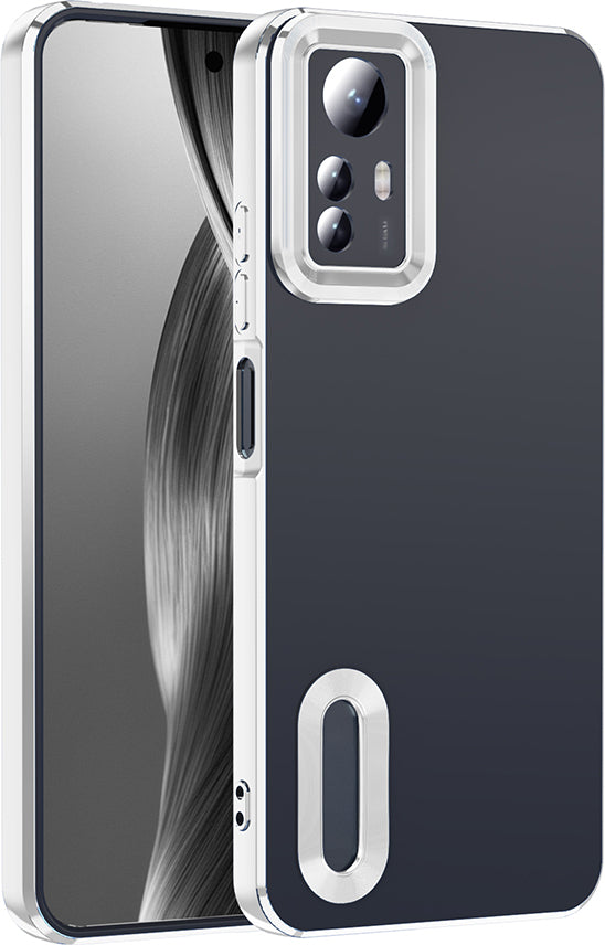 Redmi Note 12S Kılıf Kamera Korumalı Logo Gösteren Mnc Omega Kapak - Gümüş