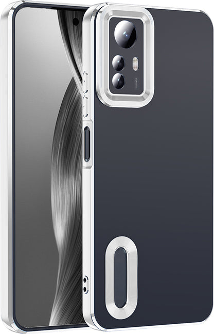 Redmi Note 12S Kılıf Kamera Korumalı Logo Gösteren Mnc Omega Kapak - Gümüş
