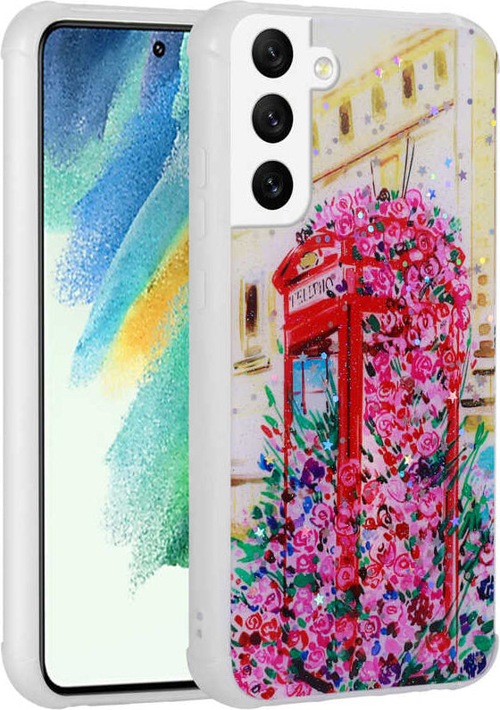 Galaxy S21 Fe Kılıf Simli Desenli Kamera Korumalı Parlak Mnc Popy Kapak-Kulübe