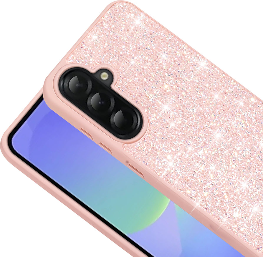 Galaxy A56 Kılıf Parlak Taşlı Tasarım Mnc Pırlanta Kapak - Siyah