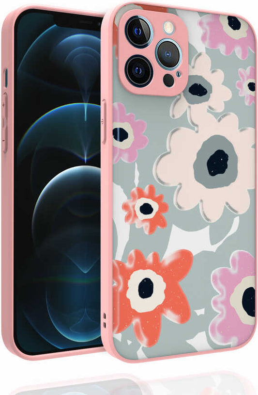 iPhone 12 Pro Max Kılıf Desenli Kamera Korumalı Parlak Mnc Nora Kapak-No5