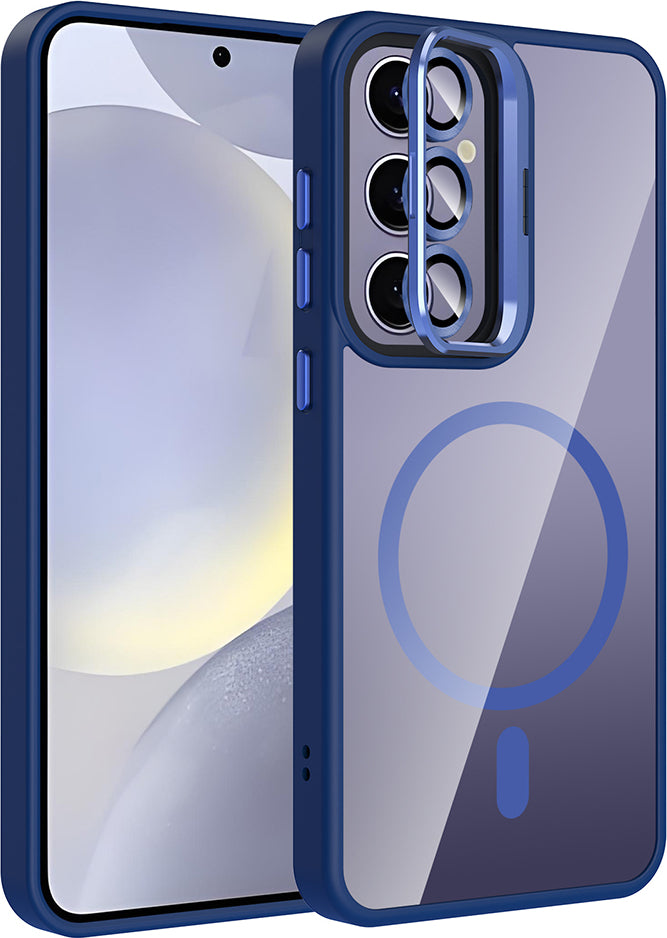 Galaxy S24 Plus Kılıf Standlı ve Kamera Lens Hediyeli M-Safe Şarj Özellikli Mnc Etro Kapak - Lacive