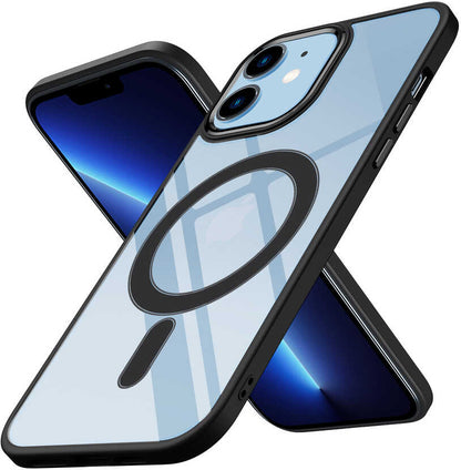 iPhone 12 Uyumlu Wireless Şarj Özellikli Mnc Krom Magsafe Silikon Kapak-Siyah