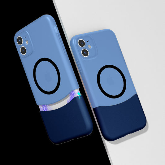 iPhone 11 Kılıf M-Safe Şarj Özellikli Mıknatıslı Mnc Duble Kapak - Lacivert