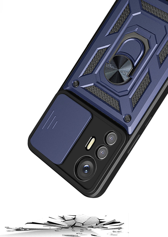 Mi 12 Lite Kılıf Magnetik Standlı Kamera Korumalı Mnc Sürgülü Vega Kapak - Siyah