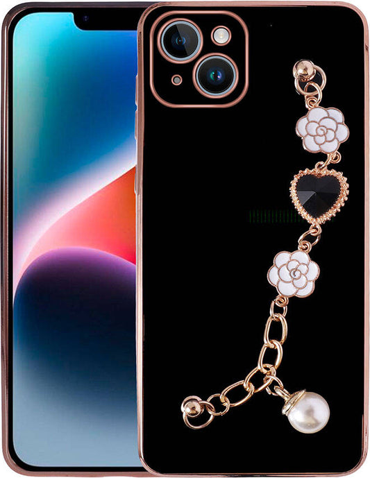 Apple iPhone 15 Kılıf El Tutamaçlı Kamera Korumalı Mnc Taka Silikon Kapak-Siyah