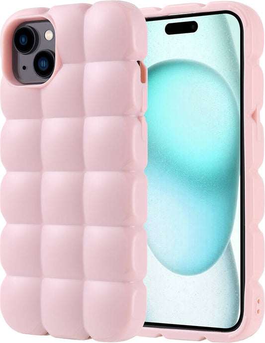 Apple iPhone 15 Plus Kılıf Parlak Esnek Silikon Mnc Dom Dom Kapak-Pembe