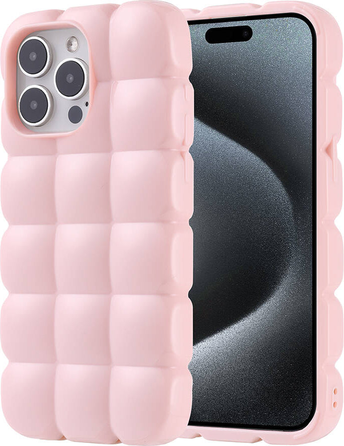 Apple iPhone 15 Pro Max Kılıf Parlak Esnek Silikon Mnc Dom Dom Kapak-Pembe