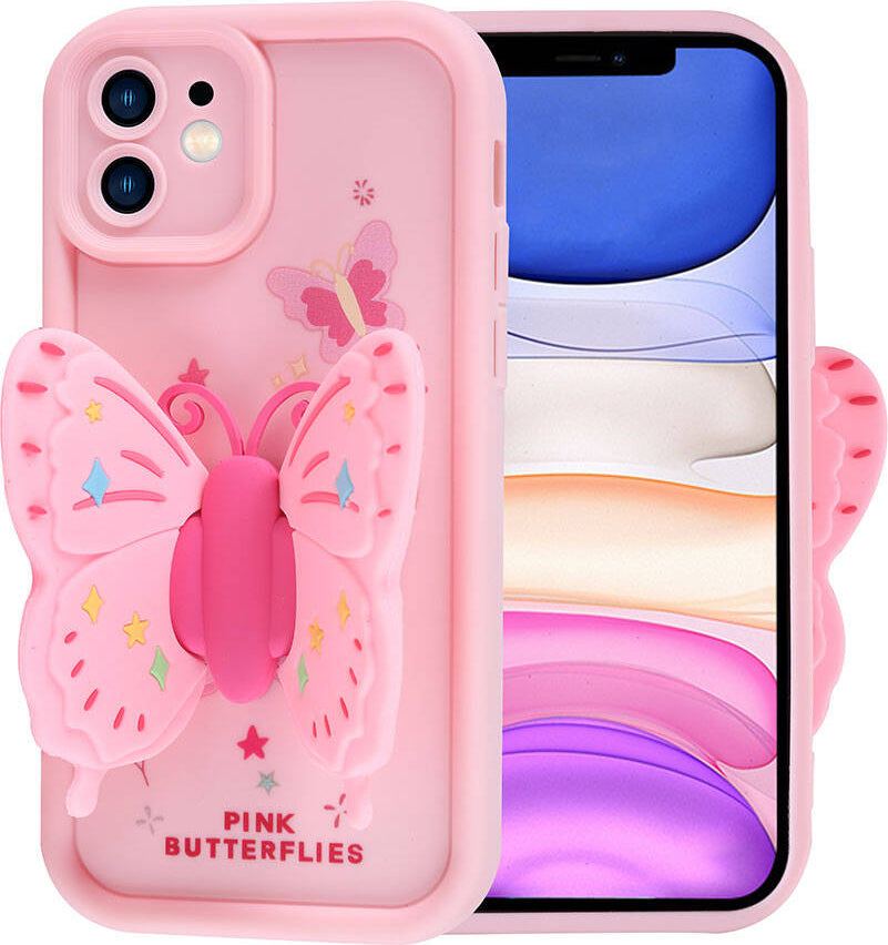 Apple iPhone 11 Kılıf Kamera Korumalı Figür Tasarımlı Mnc Kapya Kapak-Pembe Koyu