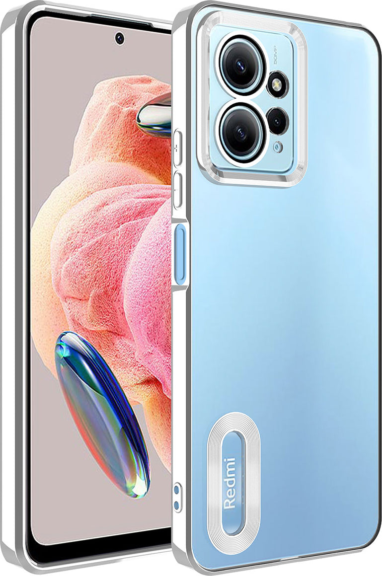 Xiaomi Redmi Note 12 4g Kılıf Kamera Korumalı Logo Gösteren Mnc Omega Kapak-Gümüş