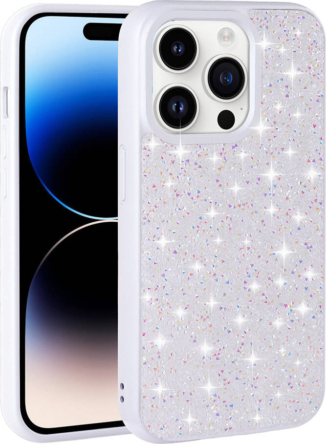 Apple iPhone 14 Pro Max Kılıf Parlak Taşlı Tasarım Mnc Pırlanta Kapak-Gri