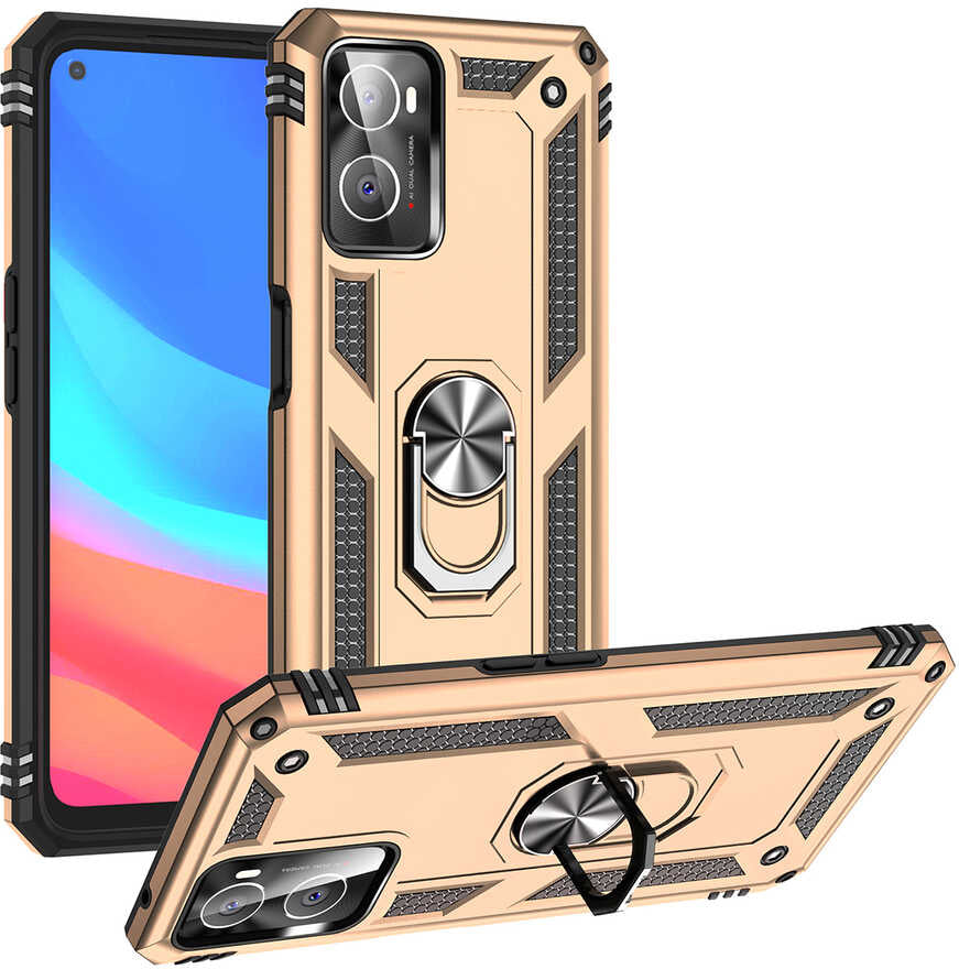 Oppo A76 Kılıf Mnc Vega Kapak-Gold