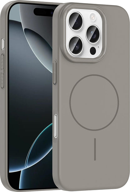 iPhone 16 Pro Max Kılıf Magsafe Şarj Özellikli Mnc Ruby Silikon Kapak - Gri