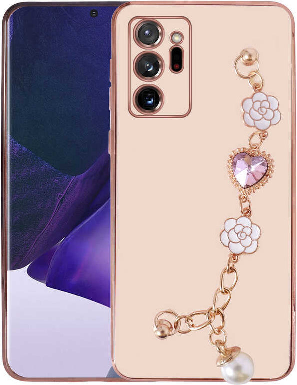 Galaxy Note 20 Ultra Kılıf El Tutamaçlı Kamera Korumalı Mnc Taka Silikon Kapak-Pembe