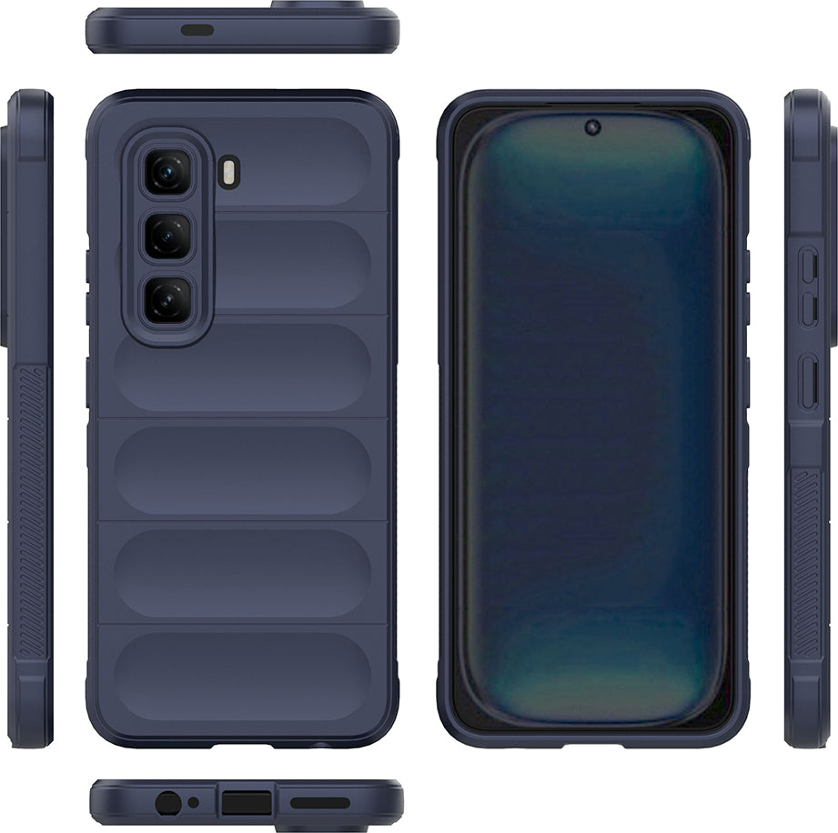 Infinix Hot 50 4g Kılıf Esnek Tpu Oyuklu Arka Yüzey Tasarımlı Mnc Etnik Silikon Kapak - Lacivert