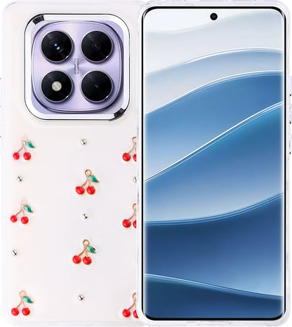 Redmi Note 14 Pro Plus Kılıf Airbag Tasarımlı Simli Şeffaf Mnc Kutup Kapak - Kiraz
