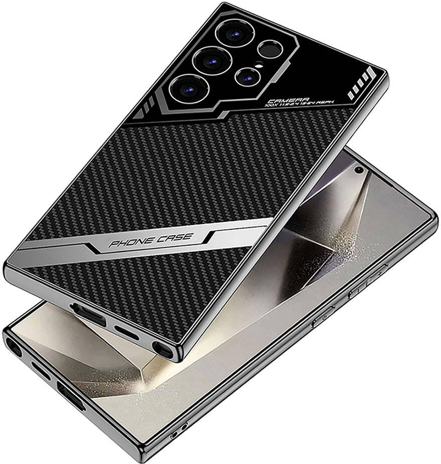 Galaxy S24 Ultra Kılıf Kamera Korumalı Karbon Tasarım Mnc Yeni Seri Procase Kapak-Siyah Karbon