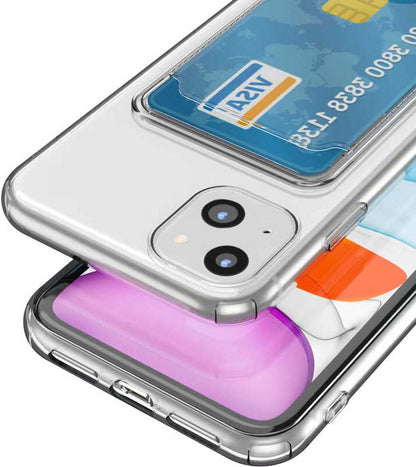iPhone 14 Plus Kılıf Kartlıklı Şeffaf Mnc Setra Clear Silikon Kapak-Renksiz