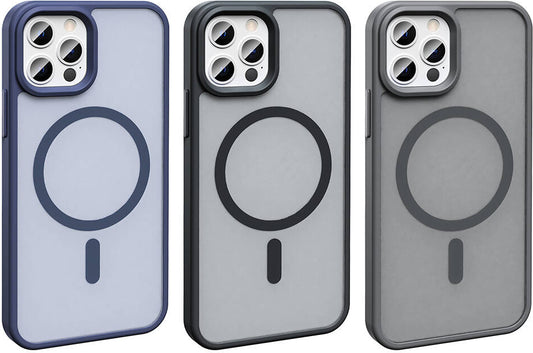 Apple iPhone 12 Pro Kılıf Magsafe Şarj Özellikli Mat Arka Yüzey Mnc Sio Kapak-Siyah