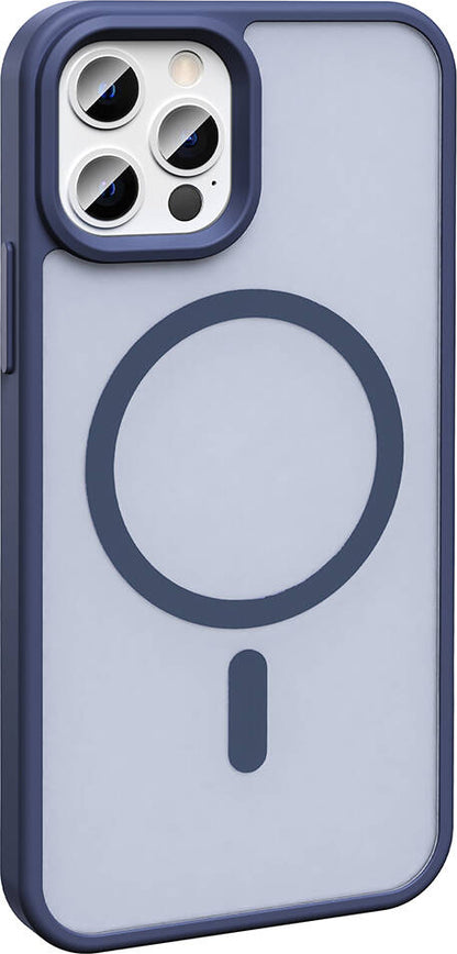 Apple iPhone 12 Pro Kılıf Magsafe Şarj Özellikli Mat Arka Yüzey Mnc Sio Kapak-Siyah
