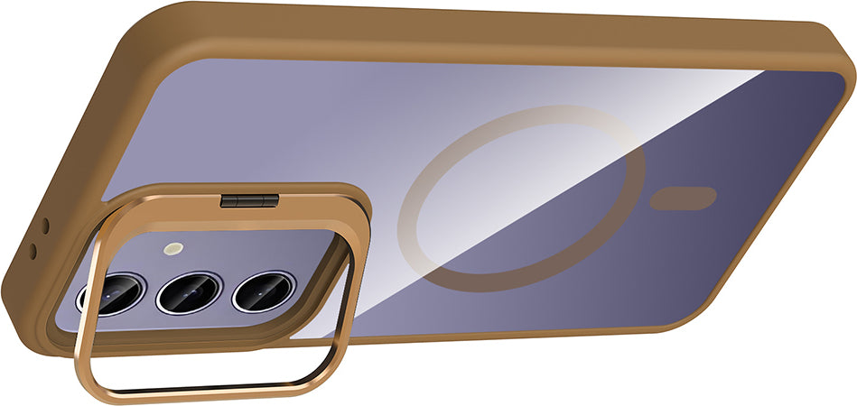 Galaxy S24 Plus Kılıf Standlı ve Kamera Lens Hediyeli M-Safe Şarj Özellikli Mnc Etro Kapak - Gri