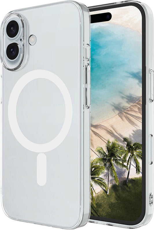 Apple iPhone 16 Plus Kılıf Mnc Magsafe Şarj Özellikli Şeffaf Tek Kamera Çerçeveli Porto Kapak-Şeffa