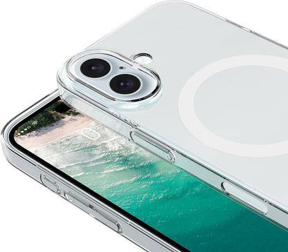 Apple iPhone 16 Plus Kılıf Mnc Magsafe Şarj Özellikli Şeffaf Tek Kamera Çerçeveli Porto Kapak-Şeffa