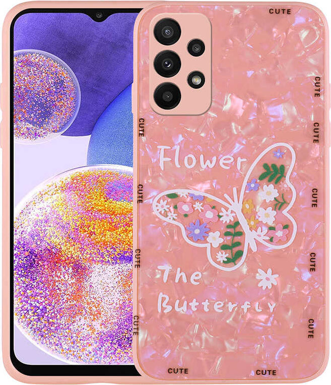Galaxy A33 5g Kılıf Desenli Sert Silikon Mnc Mumila Kapak-Pink Flower