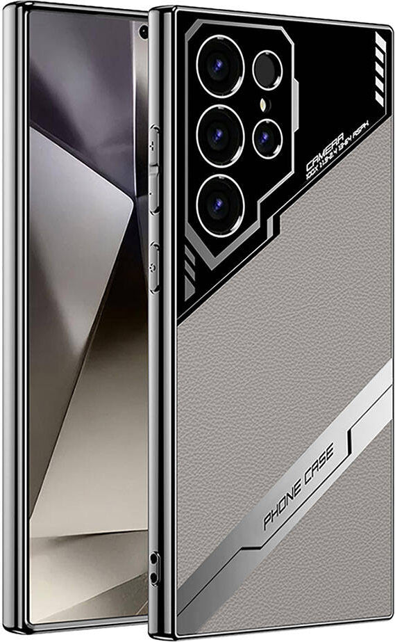 Galaxy S24 Ultra Kılıf Kamera Korumalı Suni Deri Tasarım Mnc Yeni Seri Procase Kapak-Titanyum-Gri