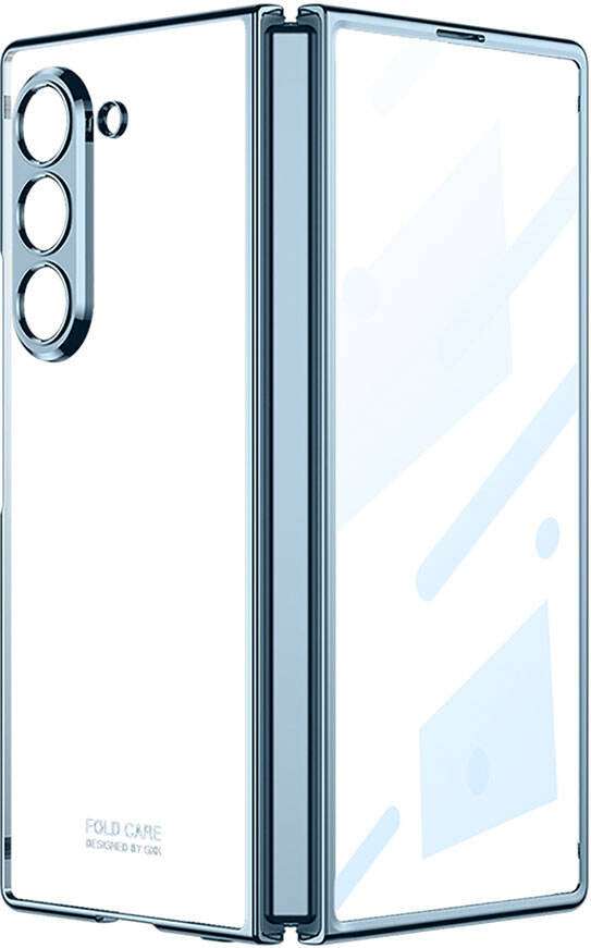 Galaxy Z Fold 6 Kılıf Mnc Full Camlı Kıpta Kapak-Mavi