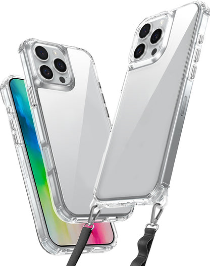 iPhone 16 Pro Max Kılıf Airbagli Takılabilir Askı Aparatlı Mnc Snap Silikon Kapak-Şeffaf