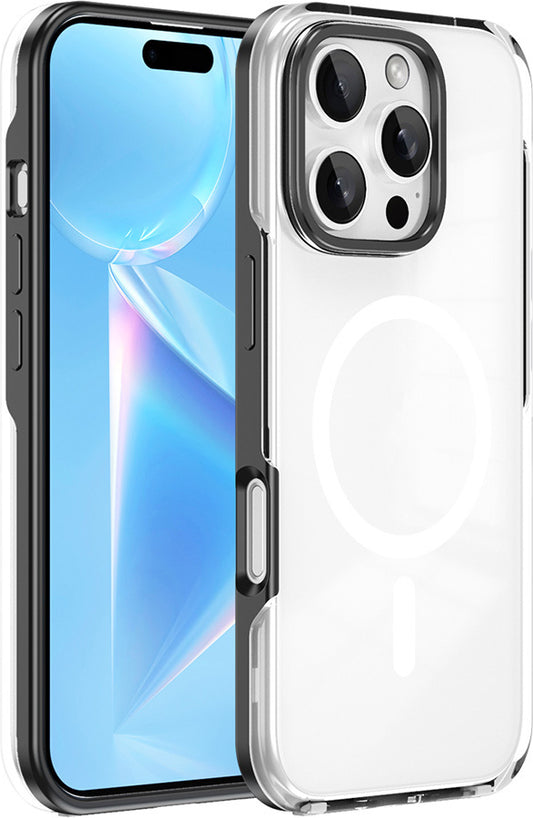 iPhone 16 Pro Kılıf Magsafe Şarj Özellikli Çıkarılabilir Arka Yüzeyli Mnc Polar Kapak-Siyah-Siyah