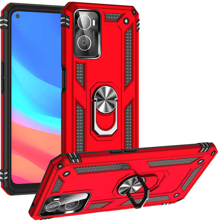 Oppo A96 4g Kılıf Mnc Vega Kapak-Kırmızı