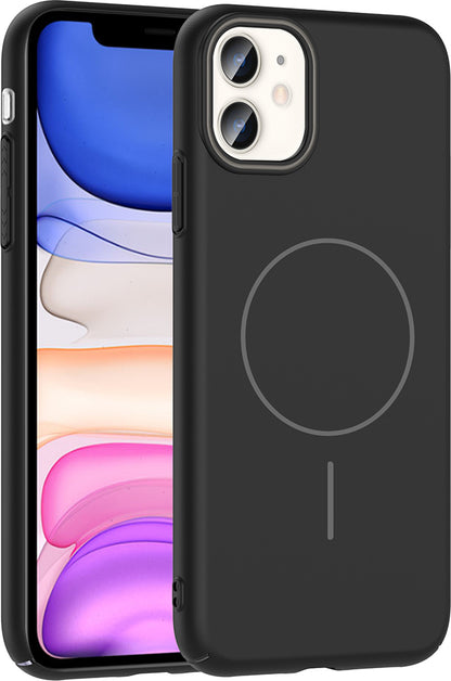 iPhone 11 Kılıf Magsafe Şarj Özellikli Mnc Ruby Silikon Kapak - Siyah