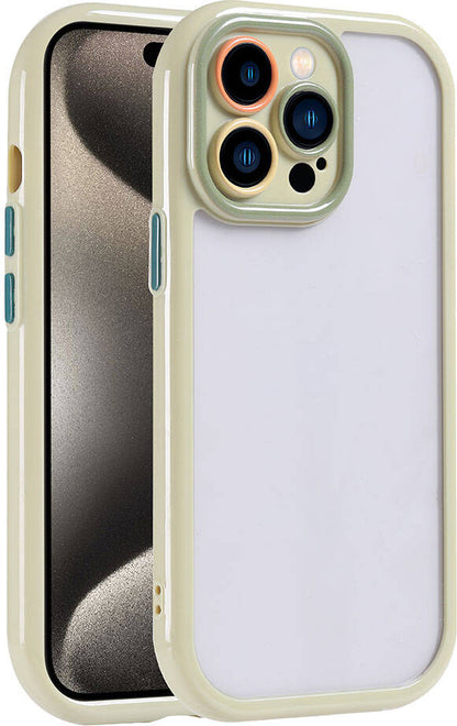 Apple iPhone 15 Pro Kılıf Kamera Korumalı Renkli Kenar ve Çerçeve Tasarımlı Mnc Vitamin Kapak-Yeşil
