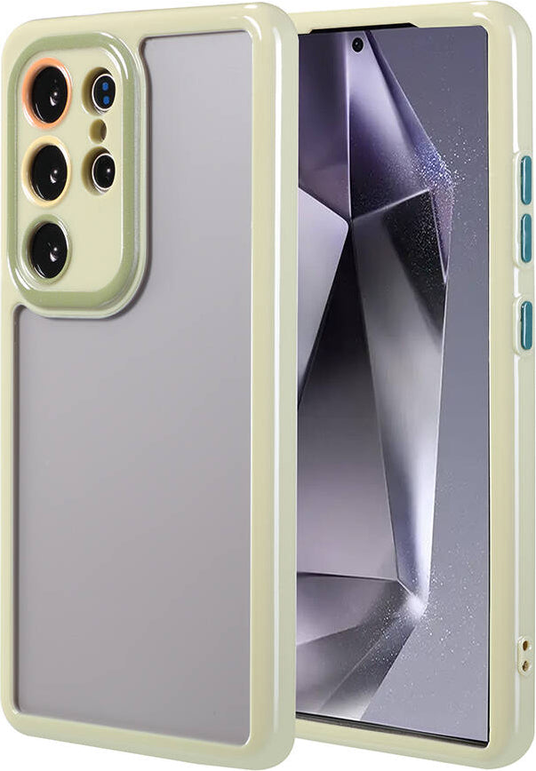 Galaxy S24 Ultra Kılıf Kamera Korumalı Renkli Kenar ve Çerçeve Tasarımlı Mnc Vitamin Kapak-Yeşil