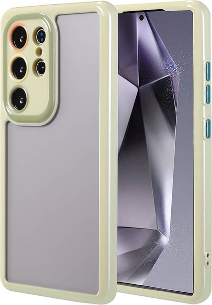 Galaxy S24 Ultra Kılıf Kamera Korumalı Renkli Kenar ve Çerçeve Tasarımlı Mnc Vitamin Kapak-Yeşil
