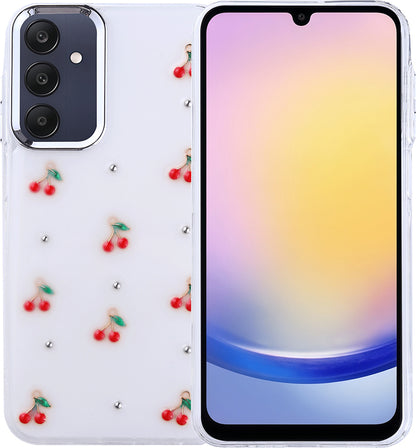 Galaxy A25 Kılıf Airbag Tasarımlı Simli Şeffaf Mnc Kutup Kapak - Kiraz