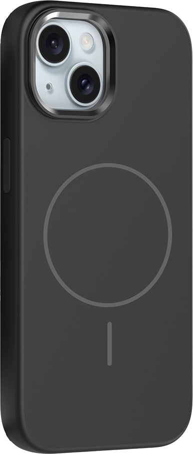 iPhone 14 Kılıf M-Safe Şarj Özellikli Metal Kamera Çerçeveli Mnc Edi Silikon Kapak - Siyah
