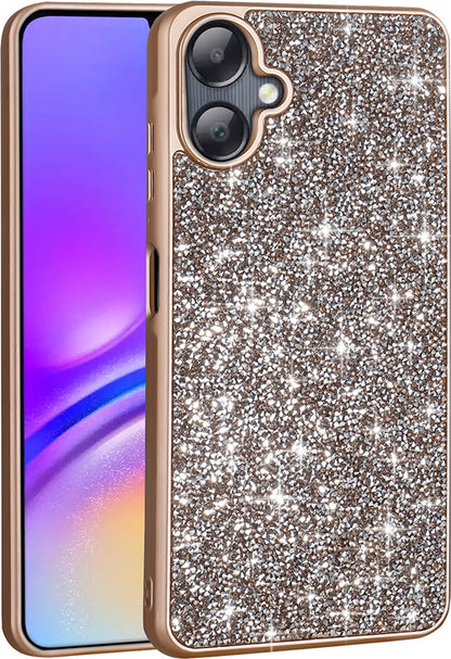 Galaxy A06 Kılıf Parlak Taşlı Tasarım Mnc Pırlanta Kapak - Gold