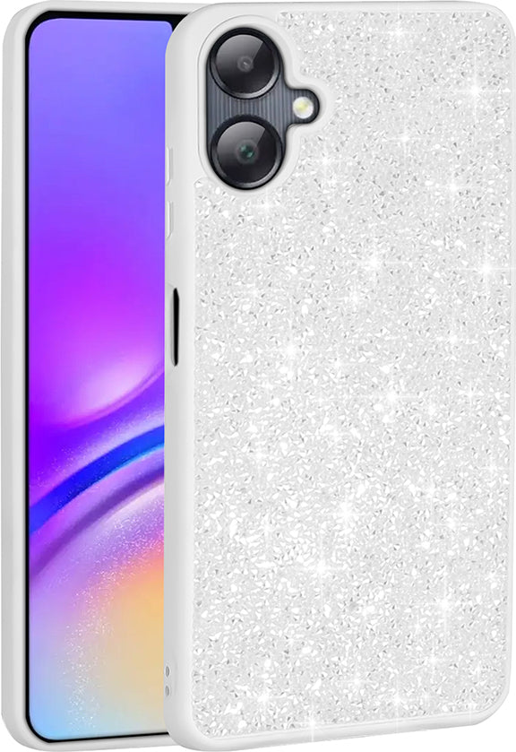 Galaxy A06 Kılıf Parlak Taşlı Tasarım Mnc Pırlanta Kapak - Beyaz