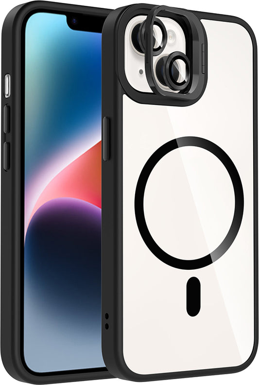 iPhone 13 Kılıf Standlı ve Kamera Lens Hediyeli M-Safe Şarj Özellikli Mnc Etro Kapak - Desert Titan