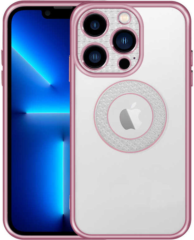 iPhone 13 Pro Kılıf Kamera Korumalı Logo Gösteren Mnc Esta Kapak-Rose Gold